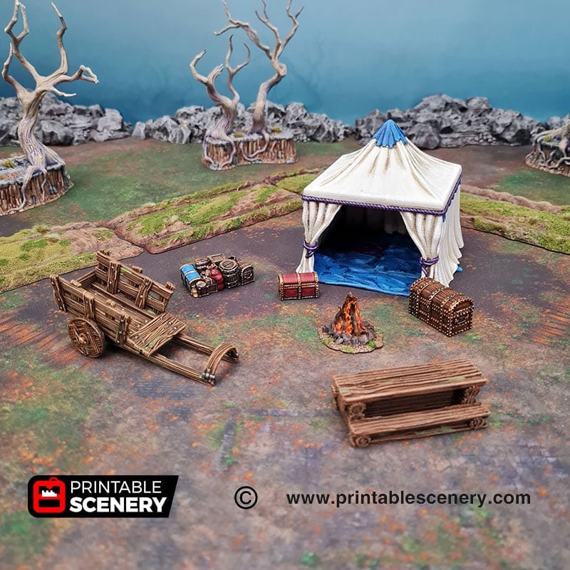 Traveller's Camp 2 - Shadowfey Wilds, DnD 5E, Pathfinder 2E 15mm, 28mm, 32mm, wargaming terrain, scatter scenery, D&D bolt action