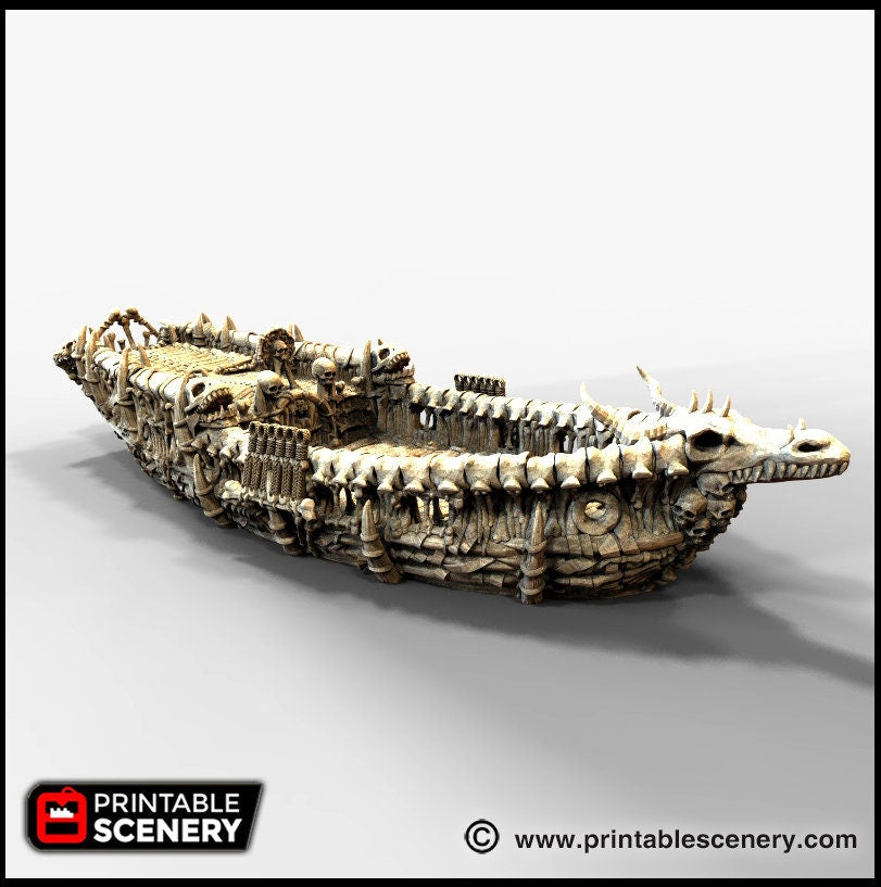The Undead Sloop - The Lost Ships, DnD 5E, Pathfinder 2E 15mm 28mm 32mm, wargaming terrain, scatter scenery D&D age of sail pirate