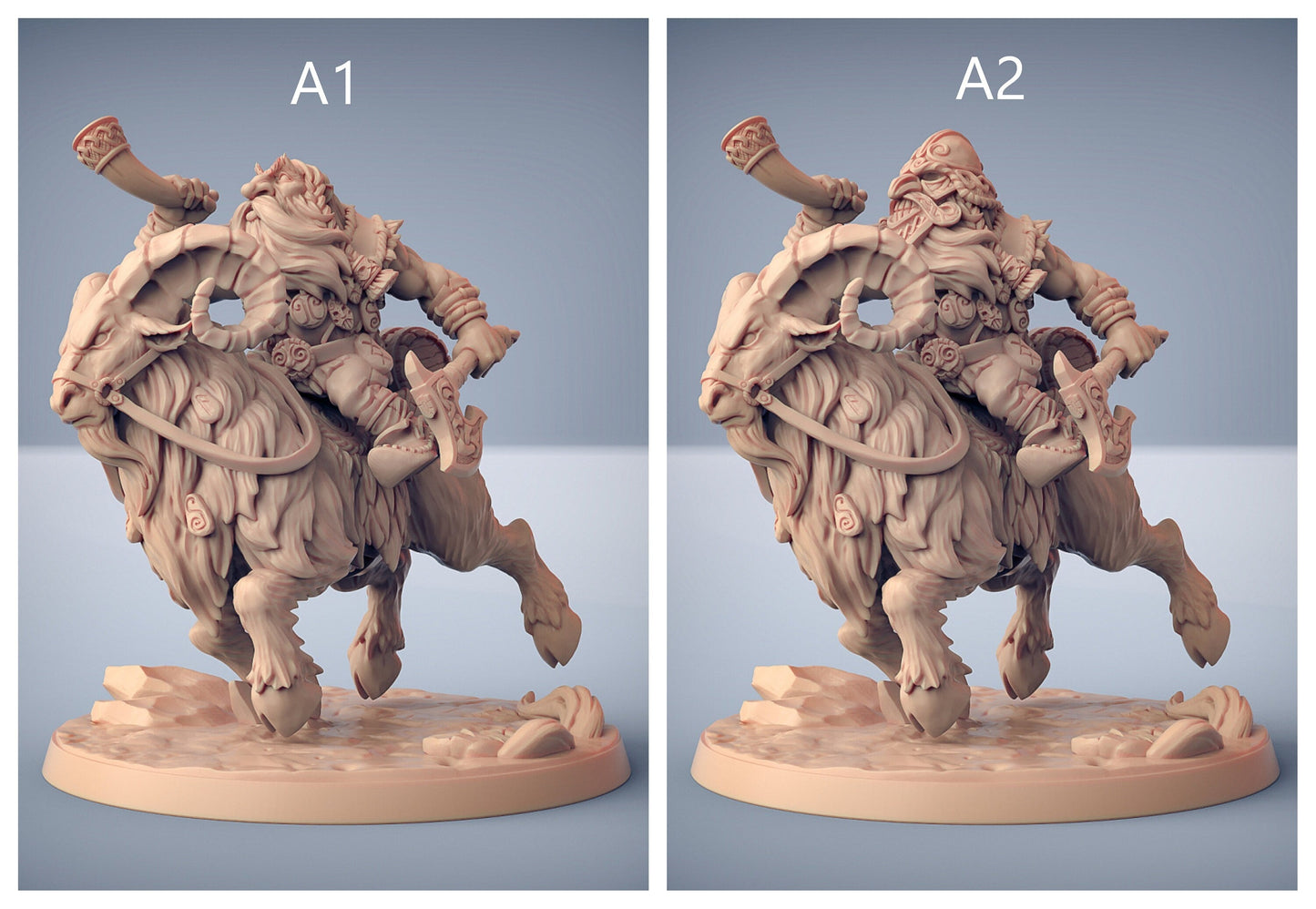 Dwarven Ram Riders - Artisans Guild | Dwarf | Male | Female | Mounted | Melee | Ranged | Fighter | Ranger | Fantasy | DnD | Pathfinder, 32mm