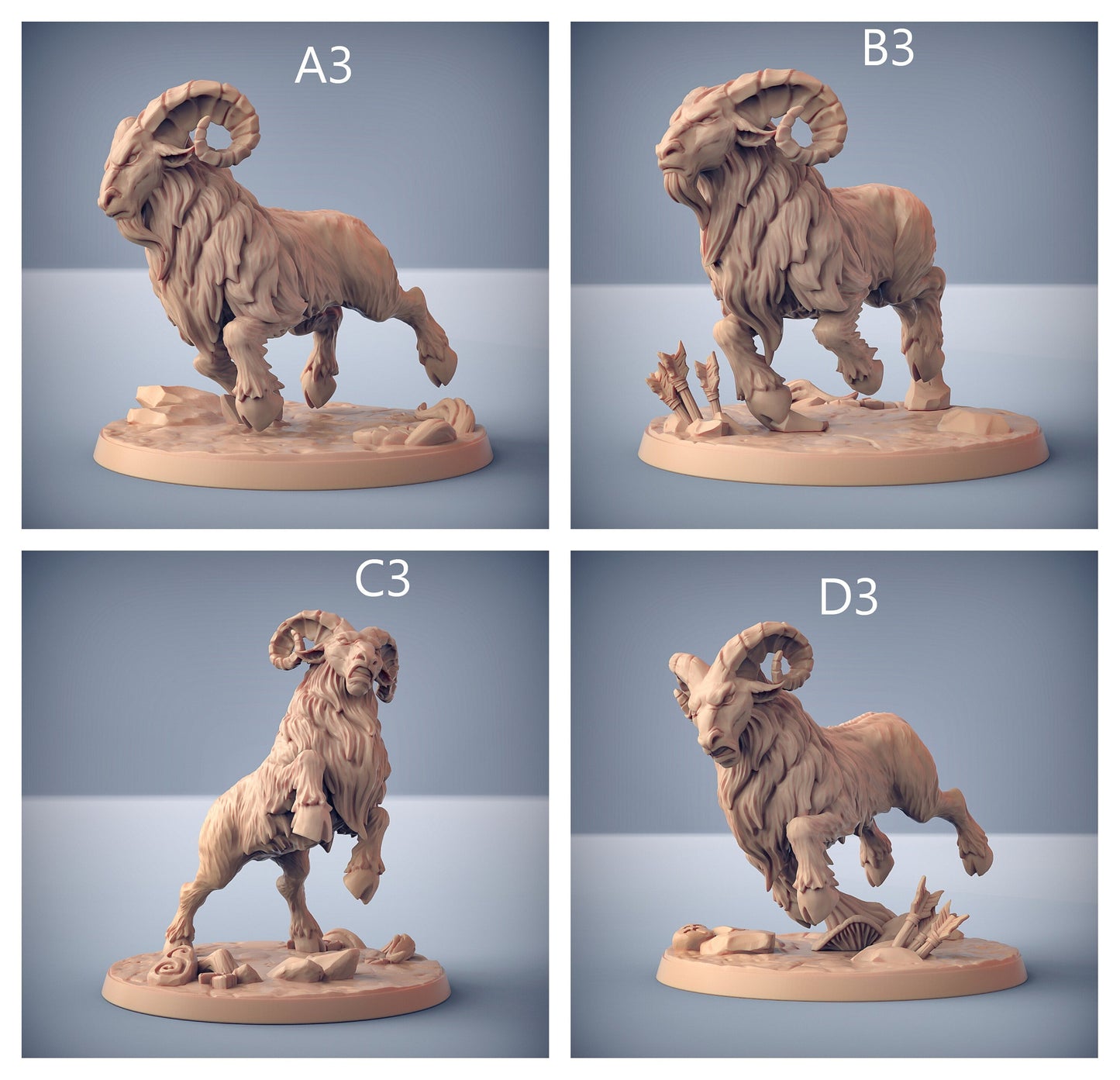 Dwarven Ram Riders - Artisans Guild | Dwarf | Male | Female | Mounted | Melee | Ranged | Fighter | Ranger | Fantasy | DnD | Pathfinder, 32mm