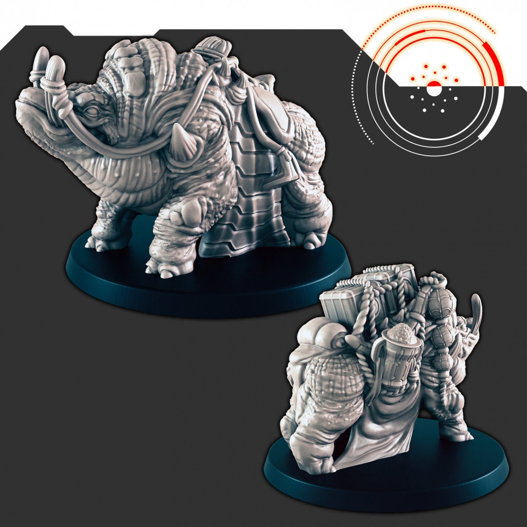 Sci-Fi Alien Beast-of-Burden Uscon mini set - EC3D | Legion | Cyberpunk | Starfinder | Scifi | Futuristic | Alien | Mount |