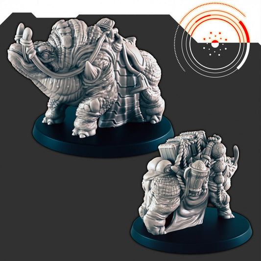 Sci-Fi Alien Beast-of-Burden Uscon mini set - EC3D | Legion | Cyberpunk | Starfinder | Scifi | Futuristic | Alien | Mount |