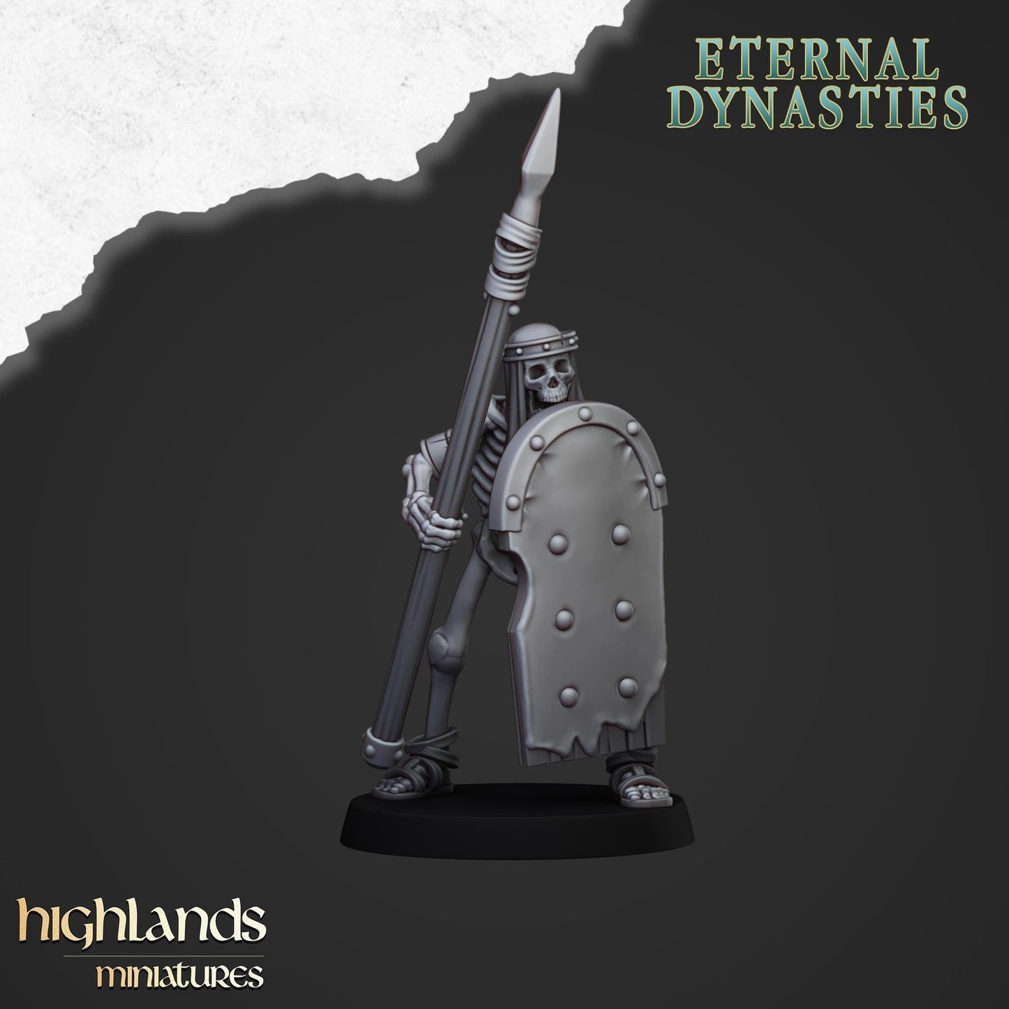 Ancient Skeletons with Spears - Highlands Miniatures | Undead | Skeleton | Lich | Ancient | Desert | Fantasy | Pathfinder | Wargaming