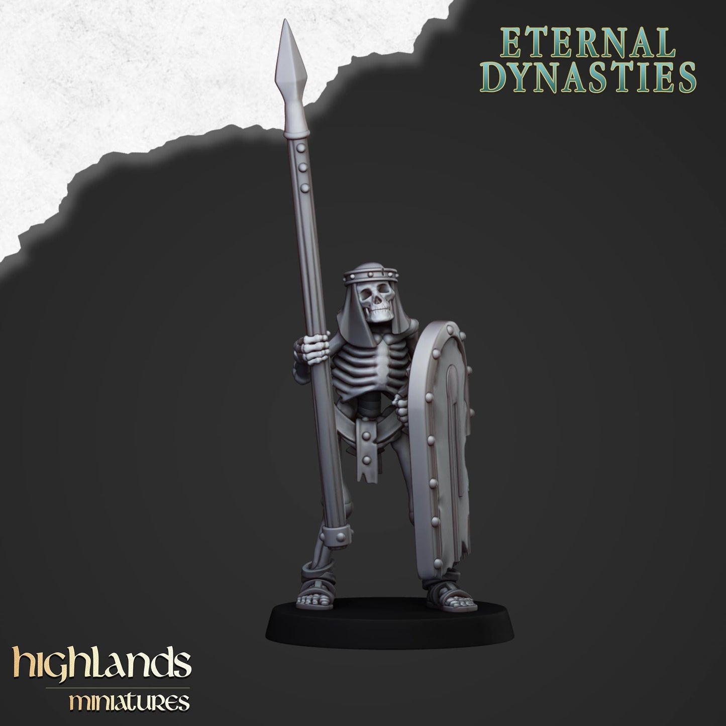 Ancient Skeletons with Spears - Highlands Miniatures | Undead | Skeleton | Lich | Ancient | Desert | Fantasy | Pathfinder | Wargaming