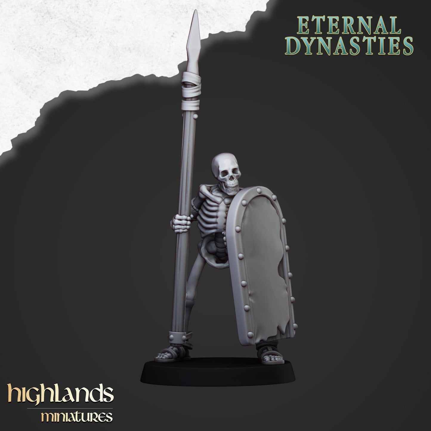 Ancient Skeletons with Spears - Highlands Miniatures | Undead | Skeleton | Lich | Ancient | Desert | Fantasy | Pathfinder | Wargaming