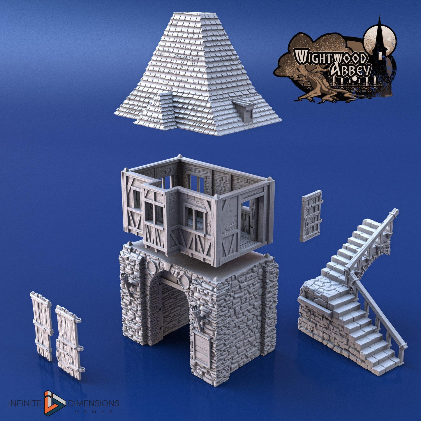 Gatehouse - Whitewood Abbey Set | Diorama | DnD | Wargaming | Building | Village | Town -  High Quality 3D Printed, 15mm, 28mm, 32mm