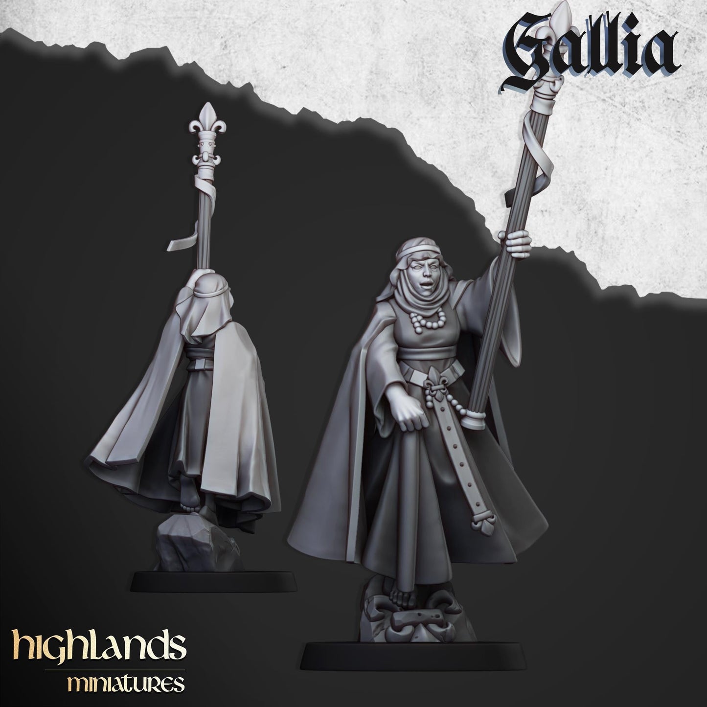Damsel of Gallia on Foot mini - 28/32mm Scale Premium Resin Models for Wargaming and ttRPG, DnD, Human, Gallia, Durable, High Quality