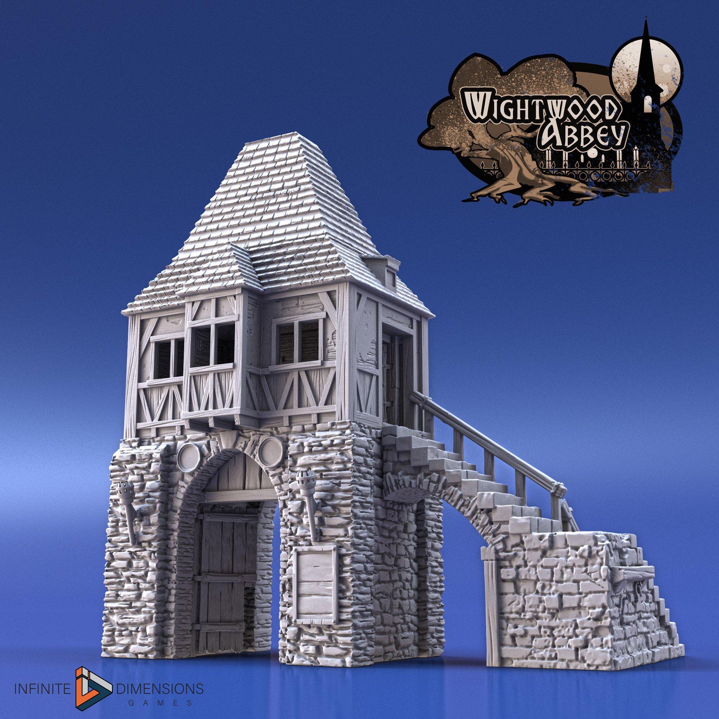 Gatehouse - Whitewood Abbey Set | Diorama | DnD | Wargaming | Building | Village | Town -  High Quality 3D Printed, 15mm, 28mm, 32mm