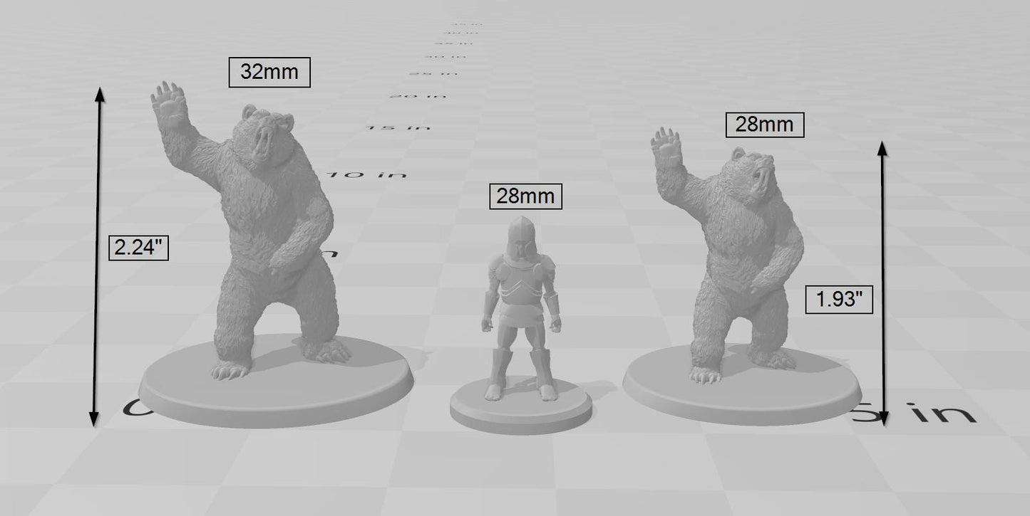 Bear | DnD Miniature, Premium Resin, Durable and Tough for your TTRPG and Wargaming! 32mm, 28mm, Beast, Animal, Mountain, Monstrosity