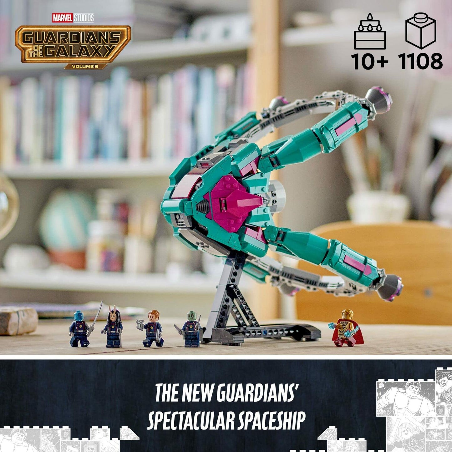 LEGO Marvel The New Guardians’ Ship 76255, Spaceship Building Toy with 5 Minifigures, Collectible Model from Guardians of The Galaxy 3, Displayable Super Hero Gift Idea for Kids and Teens Ages 10+