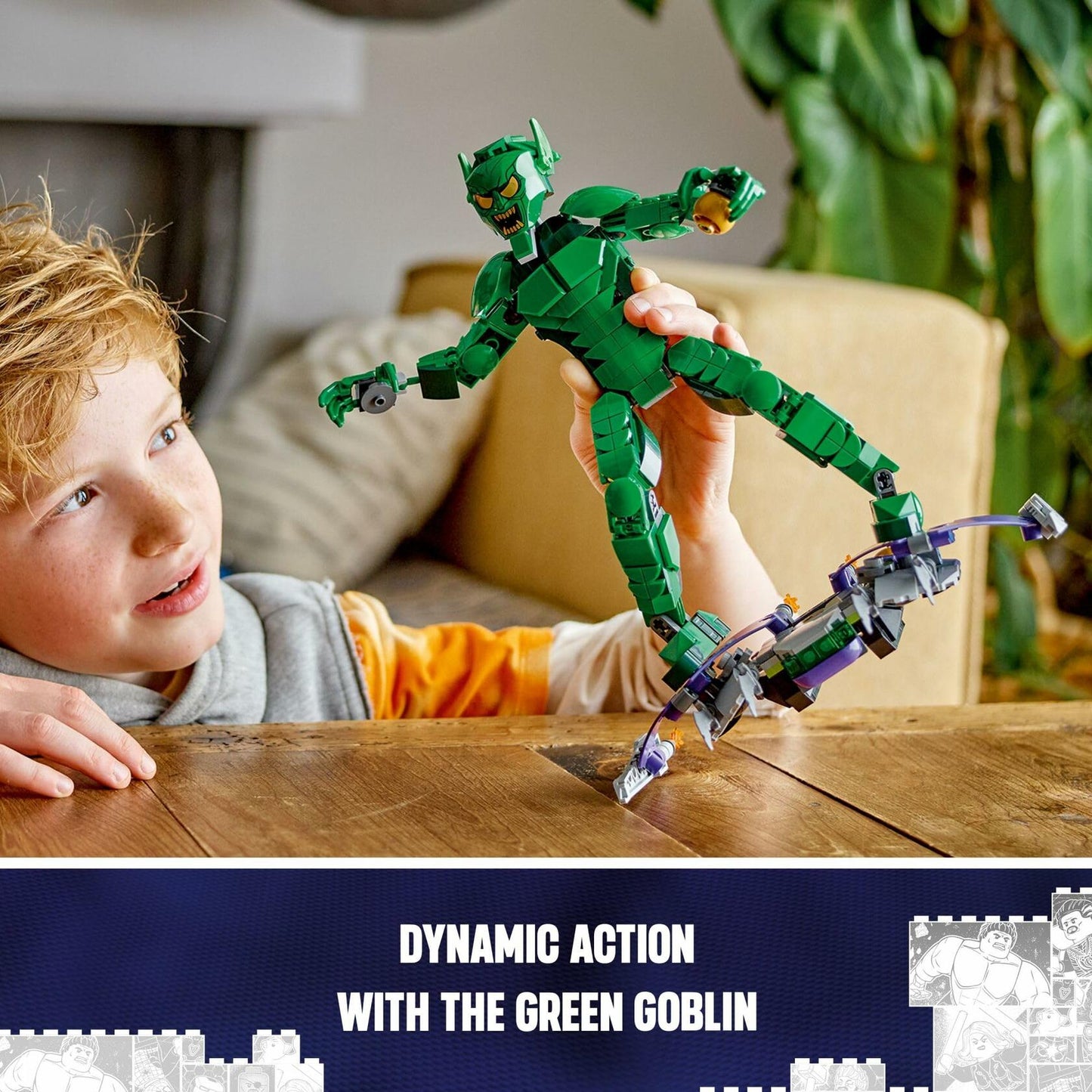 LEGO Marvel Green Goblin Construction Figure - Building Toy for Boys & Girls, Ages 8+ - Marvel Villain Action Figure W/Glider and Pumpkin Bombs - Gift for Fans - 76284