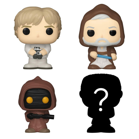 Funko Bitty Pop! Star Wars Mini Collectible Toys 4-Pack - Luke Skywalker, OBI-Wan Kenobi, Jawa & Mystery Chase Figure (Styles May Vary)